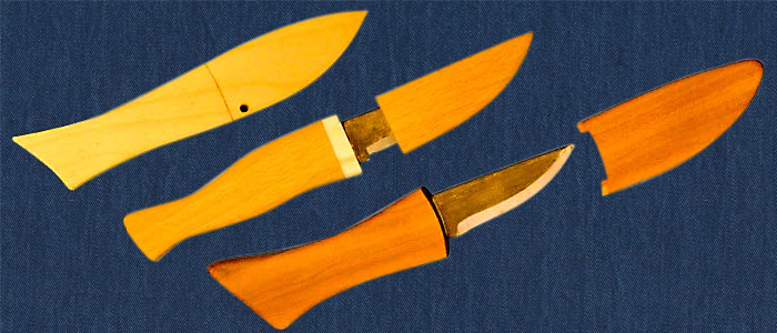 Kleine Messer in verschiedenen Fischformen